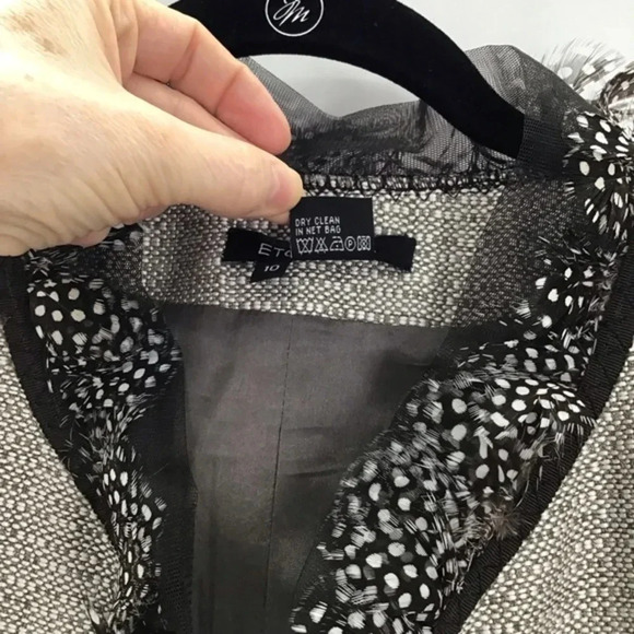ETCETERA Collection Women’s Feathered & Mesh Trim Blazer - Picture 9 of 9